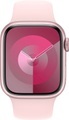 APPLE Watch Series 9 (GPS, Alu) 41 mm - Smartwatch (S/M 130-180 mm, Fluorelastomer, Rosé/Hellrosa)