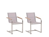 Beliani Gartenstuhl Edelstahl beige 2er Set Cosoleto