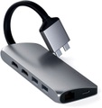 Satechi - Dual USB C Multiport Pro Hub mit USB C / 4K HDMI / 2x USB 3.0 Anschluss / Gigabit Ethernet / SD- Micro SD Kartenlesegerät (ST-TCDMMAM) - Space Gray