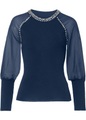 Pullover mit Strass und Chiffon-Ärmeln