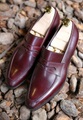 URBAN FOOTWEAR/Bostonian, NEW Handmade Men's Burgundy Shoes, Men's Leather Loafer Slip On Moccasins Shoes