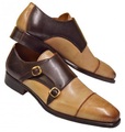 URBAN FOOTWEAR/Bostonian, new Handmade Tan Brown Leather Shoes, Men's Double Monk Shoes, Men's Straps Shoe