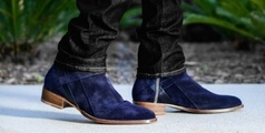 URBAN FOOTWEAR/Bostonian, NEW Handmade Men navy blue Jodhpurs boot, Men side zipper ankle boot, Mens boot
