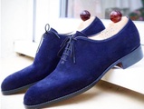 URBAN FOOTWEAR/Bostonian, NEW Handmade Men's Blue oxford Suede Shoes, Men's Lace Up Whole Cut Shoes