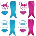 4Set-Girl Kids Mermaid Tail Swimmable Bikini Set Bathing Suit Fancy Costume 3-9Y