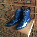 URBAN FOOTWEAR/Bostonian, NEW New Handmade Men Blue leather ankle boots, Men black ankle boots, boots for