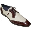 URBAN FOOTWEAR/Bostonian, Men's Handmade Casual Shoes, Men's White Burgundy Alligator Skin Leather Shoes