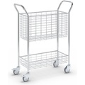EUROKRAFT, EUROKRAFT Büro- und Postwagen Tragfähigkeit 200 kg, weißaluminium LxBxH 1005 x 380 x 1245 mm, 2 Etagen