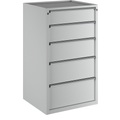 ANKE Schubladenschrank, BxT 760 x 675 mm, 5 Schubladen, Höhe 1280 mm, Front lichtgrau