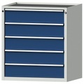 ANKE Schubladenschrank, BxT 910 x 675 mm, Schubladentraglast 200 kg, 5 Schubladen, Höhe 980 mm, Front enzianblau