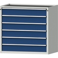 ANKE Schubladenschrank, BxT 1060 x 675 mm, Schubladentraglast 200 kg, 6 Schubladen, Höhe 980 mm, Front enzianblau
