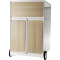 Paperflow Rollcontainer easyBox® 1 Schublade, 2 Hängeregistraturschübe weiß / Buche