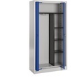 mauser Stahlschrank mit Einschwenktüren Garderobe, 3 kurze Fachböden, Tiefe 420 mm lichtgrau / ultramarinblau