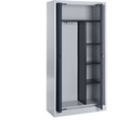 mauser Stahlschrank mit Einschwenktüren Garderobe, 3 kurze Fachböden, Tiefe 420 mm weißaluminium / anthrazitgrau