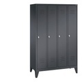 CP CLASSIC Garderobenschrank mit Füßen 4 Abteile, Abteilbreite 300 mm schwarzgrau