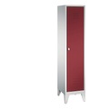 CP CLASSIC Garderobenschrank mit Füßen 1 Abteil, Abteilbreite 400 mm lichtgrau / rubinrot