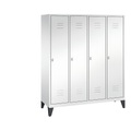 CP CLASSIC Garderobenschrank mit Füßen 4 Abteile, Abteilbreite 400 mm verkehrsweiß
