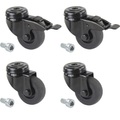 Proroll Gummireifen schwarz, thermoplastisch, mit Rückenloch mit Befestigungsschraube, Set-Angebot 4 Lenkrollen, davon 2 mit Doppelstopp Rad-Ø x Breite 50 x
