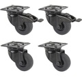 Proroll Gummireifen schwarz, thermoplastisch, mit Montageplatte, Set-Angebot 2 Lenkrollen mit Doppelstopp und 2 Lenkrollen Rad-Ø x Breite 50 x 19 mm
