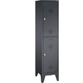 CP CLASSIC Garderobenschrank mit Füßen, doppelstöckig 1 Abteil, je 2 Fächer, Abteilbreite 400 mm schwarzgrau