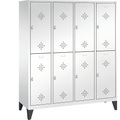 CP CLASSIC Garderobenschrank mit Füßen, doppelstöckig 4 Abteile, je 2 Fächer, Abteilbreite 400 mm verkehrsweiß