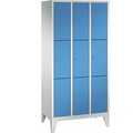 CP CLASSIC Fächerschrank mit Füßen 3 Abteile, je 3 Fächer, Abteilbreite 300 mm lichtgrau / lichtblau