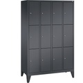 CP CLASSIC Fächerschrank mit Füßen 4 Abteile, je 3 Fächer, Abteilbreite 300 mm schwarzgrau