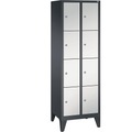 CP CLASSIC Fächerschrank mit Füßen 2 Abteile, je 4 Fächer, Abteilbreite 300 mm schwarzgrau / lichtgrau