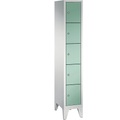 CP CLASSIC Fächerschrank mit Füßen 1 Abteil, 5 Fächer, Abteilbreite 300 mm lichtgrau / lichtgrün