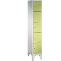 CP CLASSIC Fächerschrank mit Füßen 1 Abteil, 5 Fächer, Abteilbreite 300 mm lichtgrau / viridingrün