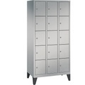 CP CLASSIC Fächerschrank mit Füßen 3 Abteile, je 5 Fächer, Abteilbreite 300 mm weißaluminium
