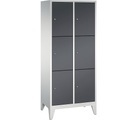 CP CLASSIC Fächerschrank mit Füßen 2 Abteile, je 3 Fächer, Abteilbreite 400 mm lichtgrau / schwarzgrau