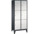 CP CLASSIC Fächerschrank mit Füßen 2 Abteile, je 3 Fächer, Abteilbreite 400 mm schwarzgrau / lichtgrau