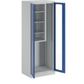 QUIPO Geräte- und Putzmittelschrank STANDARD mit Sichtfenstertüren lichtgrau / enzianblau