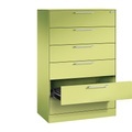 CP Karteischrank ASISTO Höhe 1292 mm, mit 6 Schüben, DIN A5 quer viridingrün/viridingrün