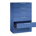 CP Karteischrank ASISTO Höhe 1292 mm, mit 6 Schüben, DIN A5 quer enzianblau/enzianblau