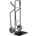 EUROKRAFT Sackkarre mit Kufen, schwarz Schaufel-BxT 450 x 350 mm, schwarz PU-Bereifung spurlos