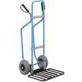 EUROKRAFT Sackkarre mit Kufen, blau Paketschaufel-BxT 430 x 450 mm, schwarz PU-Bereifung