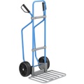 EUROKRAFT Sackkarre mit Kufen, blau Paketschaufel-BxT 430 x 450 mm, verzinkt Vollgummibereifung