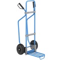 EUROKRAFT Sackkarre mit Kufen, blau Paketschaufel BxT 430 x 250 mm, blau, mit Griff Luftbereifung