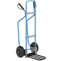 EUROKRAFT Sackkarre mit Kufen, blau Paketschaufel-BxT 430 x 250 mm, schwarz Luftbereifung