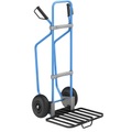 EUROKRAFT Sackkarre mit Kufen, blau Paketschaufel-BxT 430 x 450 mm, schwarz, mit Griff Luftbereifung