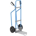 EUROKRAFT Sackkarre mit Kufen, blau Paketschaufel-BxT 430 x 250 mm, verzinkt, mit Griff Luftbereifung, ab 5 Stk