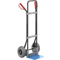 EUROKRAFT Stahl-Sackkarre, schwarz Schaufel-BxT 280 x 250 mm, blau PU-Bereifung