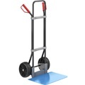 EUROKRAFT Stahl-Sackkarre, schwarz Schaufel-BxT 450 x 500 mm, blau Vollgummibereifung