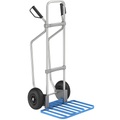 EUROKRAFT Aluminium-Sackkarre GO mit Kufen Paketschaufel-BxT 430 x 450 mm, blau Luftbereifung