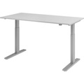 UPLINER-K - Schreibtisch, elektrisch höhenverstellbar 700 - 1200 mm, BxT 1600 x 800 mm Platte lichtgrau