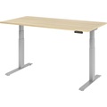 UPLINER-K - Schreibtisch, elektrisch höhenverstellbar 640 - 1290 mm, BxT 1600 x 800 mm Platte Eiche-Dekor