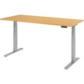 undefined, UPLINER-K - Schreibtisch, elektrisch höhenverstellbar 640 - 1290 mm, BxT 1800 x 800 mm Platte Buche-Dekor