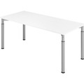 VERA-ZWO - Schreibtisch mit 4-Fuß-Gestell, höhenverstellbar, BxT 1800 x 800 mm, Platte weiß, Gestell alusilber